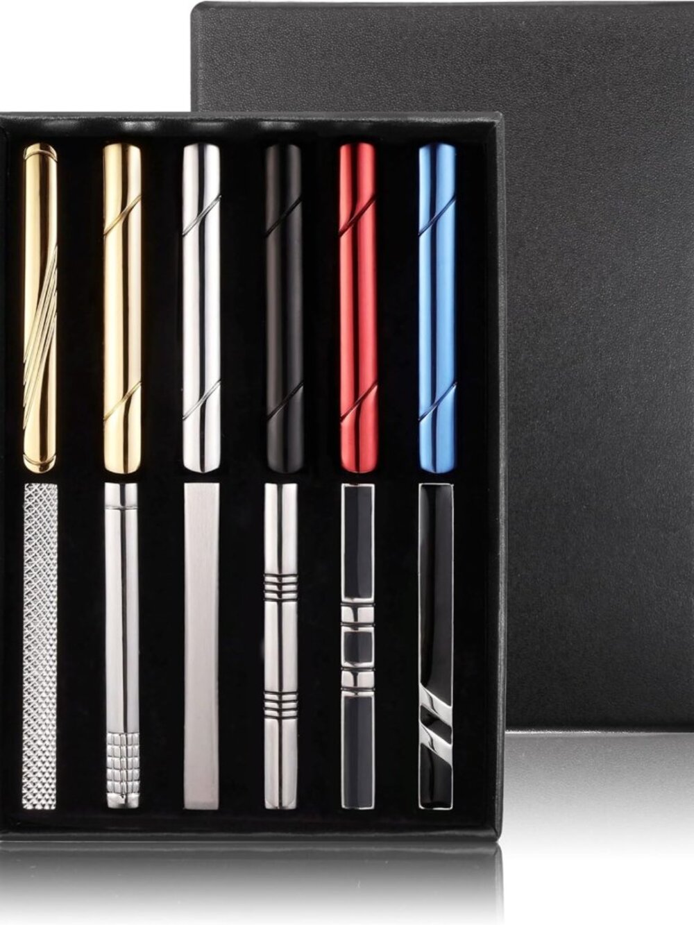 12Pcs Modern Tie Clips for Men - Stylish Tie Bar Pins in Gift Box, Perfect Gift!